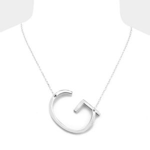 Silver Monogram "G" Large Initial Pendant Chain